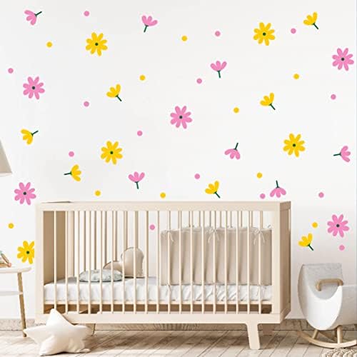 פרח חיננית ונקודות מדבקות קיר מדבקות קיר פרחים צבעוניות לילדים חדר שינה משתלת ויניל קיר עיצוב y53