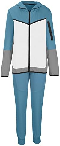 אימונית סט לגברים ספורט מעיל ומכנסיים 2 מחשב חליפת אופנה צבע התאמת רוכסן סווטשירט מעיל טרנינג תלבושות