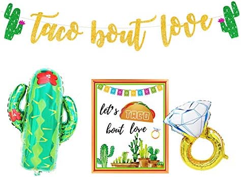 קישוטי אהבה של Homond Taco Bout, פיאסטה מקסיקנית עם מקלחת כלות עם עיצוב מסיבת רווקות, ציוד מסיבות