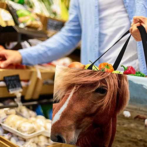 סל קניות לשימוש חוזר סוסים חומים בשמש שקיות מכולת פיקניק ניידות שקיות קניות סל כביסה