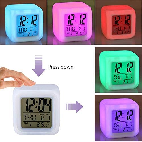 7 ColoralArm Clock Led שעון דיגיטלי משתנה לילה אור זוהר שעון שולחן ילדים נואש ילדים מתנה מתנה חתול