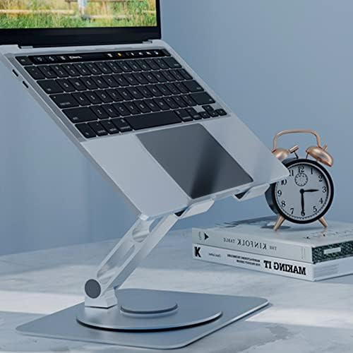 Powlif 360 עמדת מחשב נייד מסתובב לשולחן העבודה, מחשב נייד אלומיניום 2.5 ממ עומד מתכוונן לגובה הבית ולמקום העבודה,