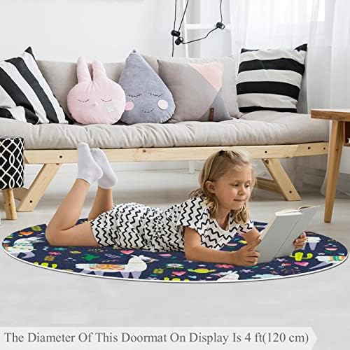Llnsupply בגודל גדול 5 רגל עגול ילדים שטיח שטיח אלפקה קקטוס לאמה משתלת כרית שטיח לא להחליק