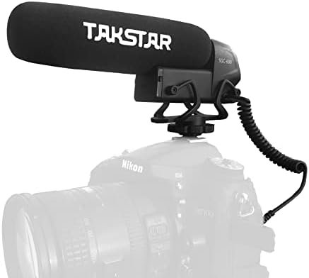 Takstar SGC-600 מיקרופון מצלמה, מיקרופון רובה רובה אוניברסלי לאייפון, טלפון אנדרואיד, Canon/Nikon/Sony Camer