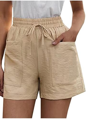 LMSXCT מותניים אלסטיים מזדמנים מכנסי קיץ קצרים קצרים לנשים עם מותניים גבוהים מכנסיים קצרים מכנסיים קצרים