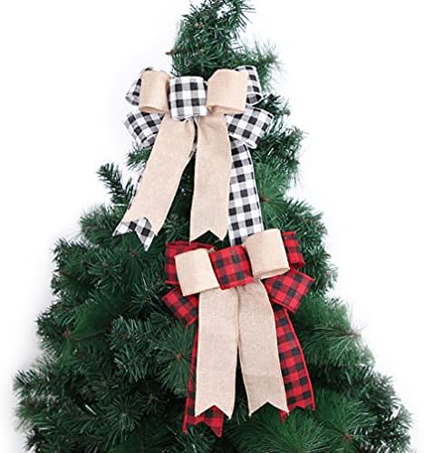 קישוטי מתנה קשת משובצת חג המולד גדולה: קשתות זר עץ חג המולד קשתות 2 יחידות עץ דקורטיבי עץ קשת קשת קשתות עיצוב