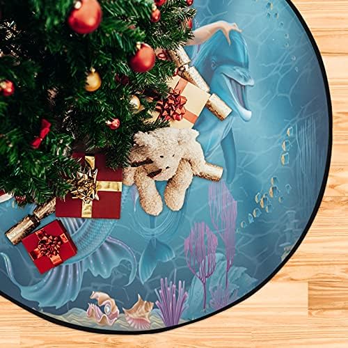 מחצלת עץ חג המולד של שיגואה מתחת למים בתולת ים בצבע מים עץ חג המולד מעמד מחצלת עץ חג המולד חצאית חג המולד