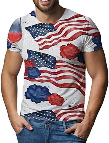 חולצות אימון קיץ לגברים גברים עצמאות צפון אמריקה יום 3D הדפס שרוול קצר רופף חולצות T
