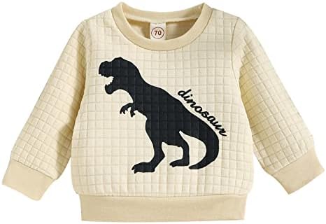 בנים לתינוקות שרוול ארוך דינוזאור מצויר הדפסי סווטשירט צמרות בנים חולצות טי גדולות