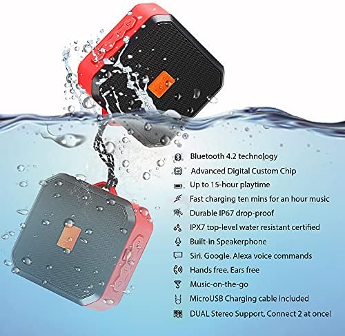 TEK STYZ IPX7 רמקול תואם ל- LG LUCID 3 שלך עם זמן משחק אטום למים, מקורה, חיצוני נסיעה 1500