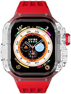 מקרה שקוף יוקרתי של Neyens עבור Apple Watch Ultra 49mm Mod Kit Fluororubber Sport Strap להקת IWatch 8