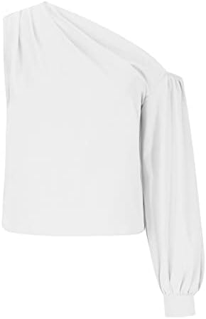 כתף אחת לבגדי שרוול ארוך חולצת חולצה צנועה לחולצת סתיו קיץ נשית GC GC