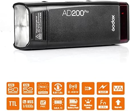 Godox Ad200 Pro Ad200Pro w/xproii-s Trigger למצלמות סוני, TTL Flash 200WS 2.4G Strobe Flash, 1/8000
