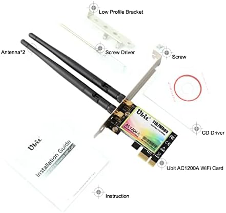 UBIT 11AC1200A כרטיס אלחוטי PCIE, עד 1200 MBIT/S, אלחוטית GIGABIT WLAN WLAN WIFI, כרטיס WIFI של PCIE