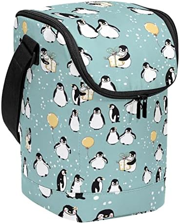 חמוד חיות פינגווין מתנה בלון דפוס שקית אוכל לשימוש חוזר הצהריים תיבת גדול אנכי קופסת אוכל עם רצועת כתף מתכווננת