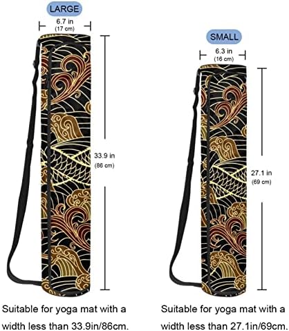 תיק מנשא מזרן יוגה עם רצועת כתף דפוס חלק מזרחי מסורתי, 6. 7 על 33.9 אינץ' / 17 על 86 ס מ תיק