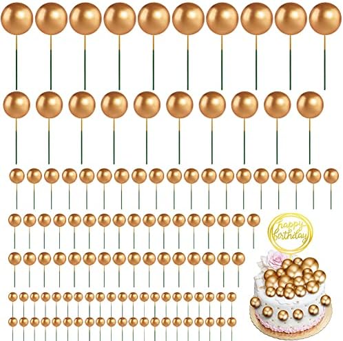 110 חתיכות זהב כדורי עוגת טופר קצף כדורי מיני בלוני עוגת טופר כדור בצורת הכנס טופר עבור מסיבת