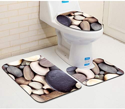 3 יחידות אביזרי אמבטיה 3 ד מרוצף מודפס דפוס שטיח אסלת שטיח קרוב כלי מכסה כיסוי