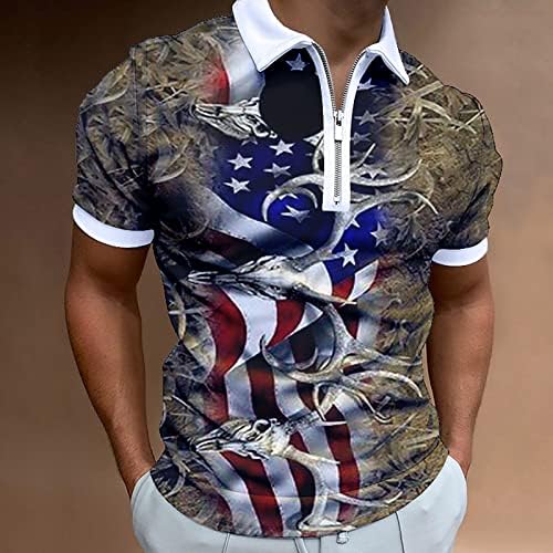 2023 חולצה פטריוטית של דגל אמריקאי חדש לגברים לגברים 4 ביולי שרירים דחו חולצות צווארון דק טייסטים בכושר