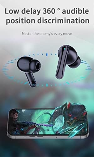 אוזניות אוזניות אלחוטיות אוזניות Bluetooth 52H ניצני אוזניים של זמן משחק עם מארז טעינה לתצוגת כוח LED, אוזניות