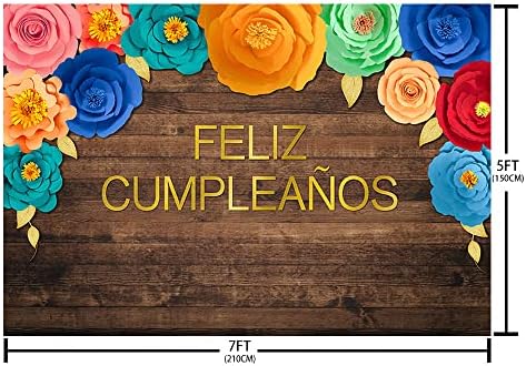 7 * 5 רגל פליז רקע רקע צילום מסיבת יום הולדת נושא פיאסטה מקסיקני כפרי עץ פרחוני פסטיבל מקסיקני סינקו דה