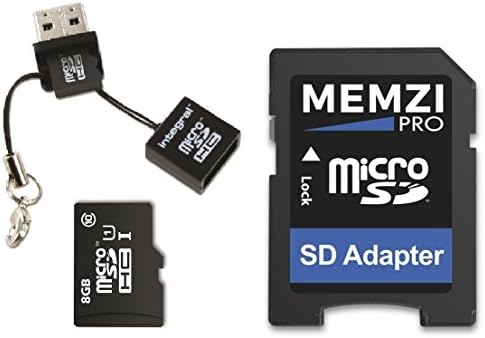 כרטיס זיכרון ממזי פרו 8 ג ' יגה-בייט 10 90 מגה-בייט לשנייה עם מתאם זיכרון מיקרו-אס-די-סי וקורא מיקרו-אס-בי