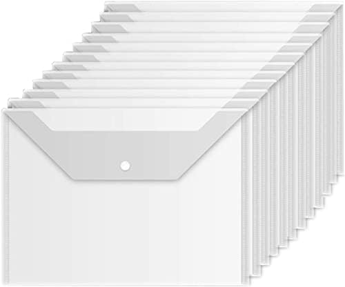 12 יחידות פרימיום מעטפת וויקיזה פולי מעטפת פלסטיק מסמך מעטפות עם הצמד כפתור איכות ברור מסמך תיקיית עבור 4 גודל