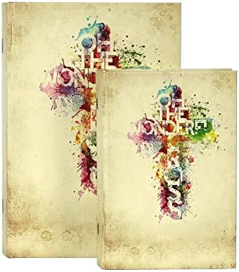 Artsss Christian Cross Cross Decorative Bokes דפוס ספר עתיק קופסה בלתי נראית עם כריכה מגנטית, סט