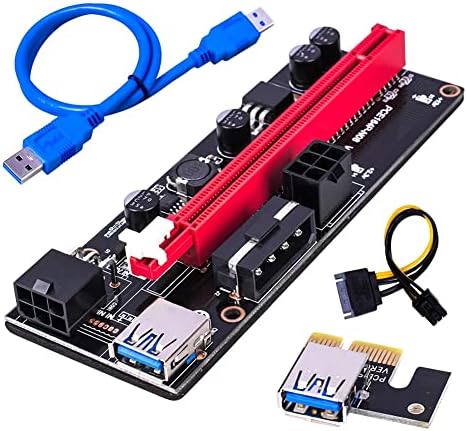 עמוק במכרות PCI -E PCI Express Riser - Ver 009S - 1X עד 16X PCIE USB 3.0 מתאם כרטיס - עם כבל