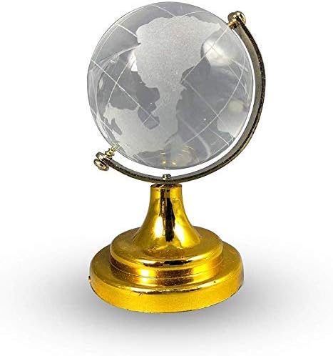 Indiabigshop זכוכית קריסטל גלובלי גלובוס משקל נייר משקל, שולחן מעמד זהב מופע דקורטיבי, מיטב יום