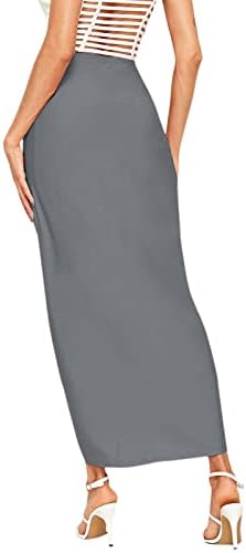 מנהונג נשים מוצק עטוף סדק גבוהה אלסטי מותניים מקרית חצאית לעטוף מותניים סימטרי נשים חצאיות מקרית קצר
