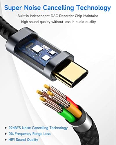 סוג USB מסוג C עד 3.5 ממ מתאם שקע אוזניות נשי, LERTOSE USB C ל- AUX AUDIO DONGLE כבל כבל תואם ל- SAMSUNG
