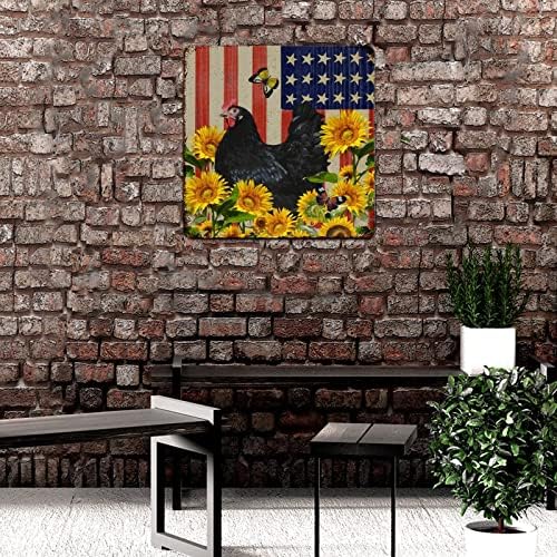 וינטג 'רטרו שלט מתכת תרנגול בית חווה ודגל אמריקאי שלט דקורטיבי שלט פלאק חידוש אלומיניום מתכת לוחית קיר