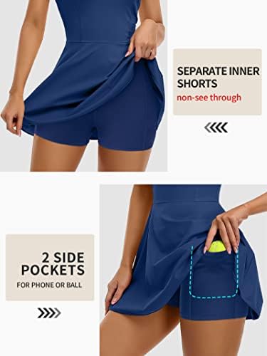 שמלת טניס אטרקו לנשים עם מכנסיים קצרים ושמלות אימון חזיות מובנות עם כיסים