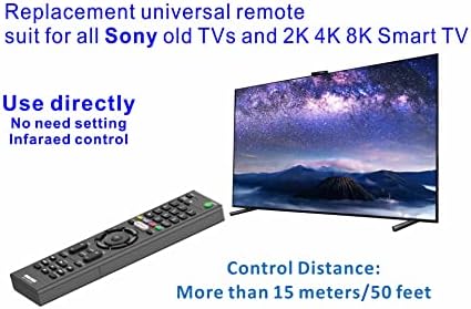 הוחלף מרחוק עבור RMT-TX100U CompTaible עם כל Sony Bravia LCD LED HD TVS חכם, עם כפתור Netflix （אין בקרה