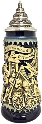 דויטשלנד כחול גרמניה ג'וסינג אבירי ימי הביניים Le Bear German Stein .3 ליטר