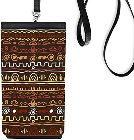 אפריקה פריטיבית בסגנון אבוריג'יני ארנק טלפון שבטי ארנק תלייה כיס נייד כיס שחור