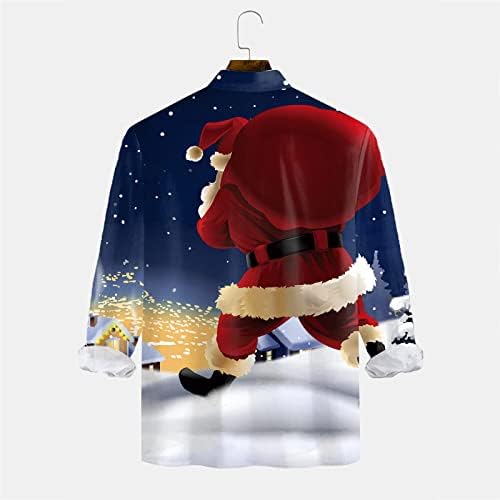 חולצות חג המולד של Wybaxz לגברים גברים שרוול ארוך מזדמן סתיו חורף חג המולד 3D חולצות מודפסות חולצות אופנה חולצה