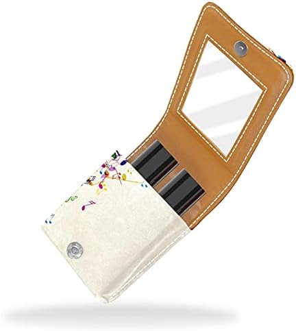 מארז שפתון מוסיקה מחזיק תיק איפור נייד חמוד עם מראה לכיס ארנק לוקח עד 3 שפתון