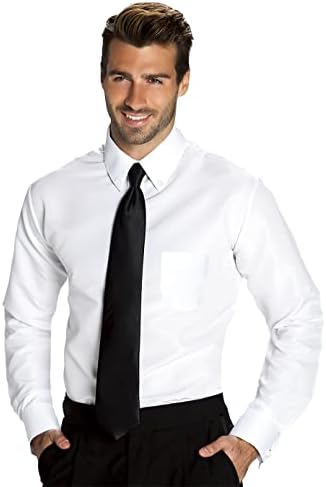 Luxe Microfiber של גברים רגילים להתאמה של חולצה אולץ או כפתור שרוול ארוך למטה כיס צווארון - סגנון מקסימום