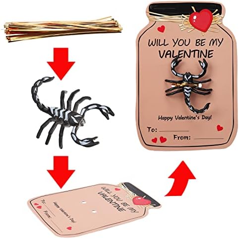 Thinkmax 36 חבילה כרטיסי מתנות ליום האהבה לילדים, כרטיסי הברכה של ולנטיין עם חרקי חרקים דמויות צעצועים,