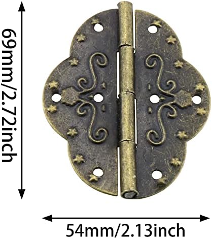 ציר דקורטיבי עתיק E-atsmintstanting 2 pcs עתיק ברונזה ברזל סגלגל סגלגל צירים לתיבת תכשיטים מעץ, ציר הבלטות