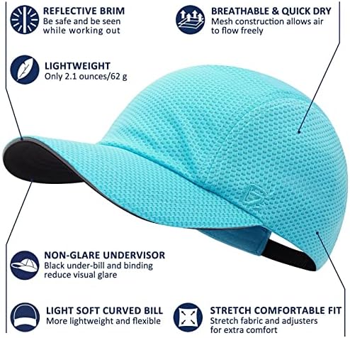 GADIEMKENSD יום מירוץ לנשים רץ ביצוע כובע כובע רשת - אוורור מעולה, קל משקל, בטיחות רפלקטיבית