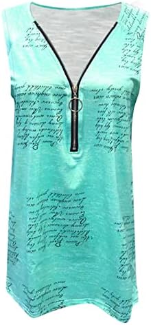 טיקוי מקרית ללא שרוולים גופיות לנשים רוכסן עם צוואר מכתב הדפסת חולצה טרנדי חולצות 2023 קיץ טרנדי