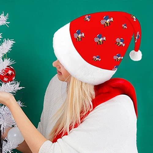 אמריקאי מרילנד מדינת דגל תלתן מצחיק חג המולד כובע סנטה קלאוס כובעי קצר קטיפה עם לבן חפתים עבור חג המולד מסיבת