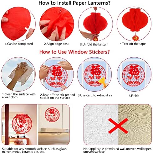 OpenFly 33 חבילה מצמד שנה חדשה סינית 2023 פנסים אדומים סיניים מעטפות אדומות מעטפות פו סינית מדבקות אופי מדבקה