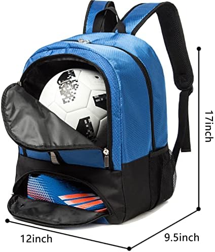 תיק הכדורגל לנוער של Airttuz תיק תרמיל ספורט חיצוני לכדורגל, כדורסל, כדורעף עם נעליים ותא כדור.