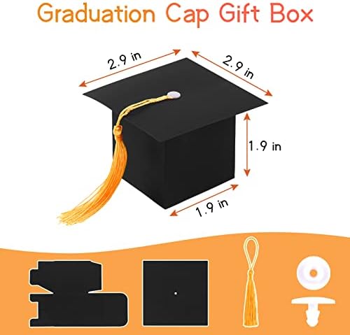 Fushenmu 30 יחידות קופסת סוכריות כובע סיום עם גדילים קופסאות ממתקים מתנות ללימודים לקישוט סיום 2023 מתנות לקישוט