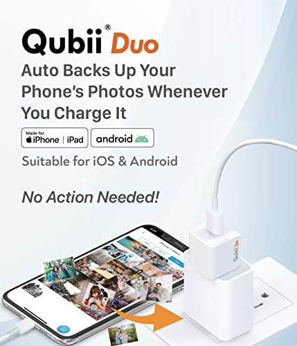 Maktar Qubii Duo USB-C כונן פלאש, גיבוי אוטומטי בזמן הטעינה, MFI מוסמך תואם לאייפון/אייפד/אנדרואיד, אחסון