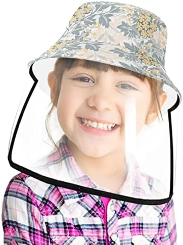 כובע מגן למבוגרים עם מגן פנים, כובע דייג כובע אנטי שמש, עלה פרח חום ירוק וינטג '